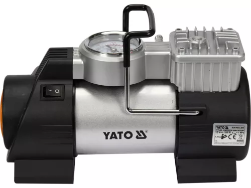 YATO Autós kompresszor 12 V, 180 W, 40 l/perc, 10 bar, LED lámpával és manométerrel (YT-73460)