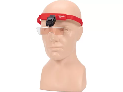 YATO Fejpántos nagyító LED világítással, 1×–3,5×, 5 cserélhető lencsével (YT-73842)