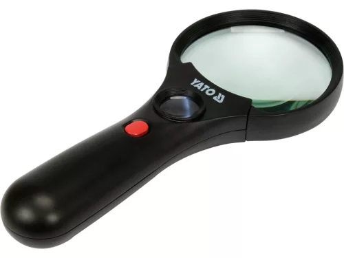 YATO Kézi nagyító LED és UV világítással, 3× / 45×, 75 és 20 mm-es lencsével (YT-73845)