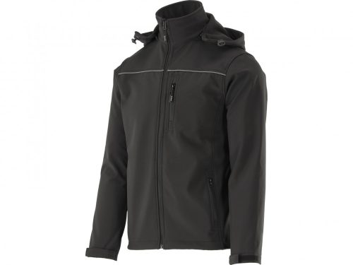 YATO Munkavédelmi softshell kabát kapucnival fekete M-es méret 3 zsebes (YT-79551)