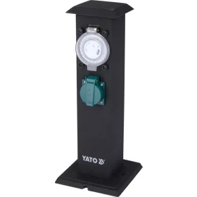   YATO Kerti konnektoroszlop acél, 2 aljzatos, mechanikus időkapcsolóval, 230 V, IP44, 3680 W (YT-81276)