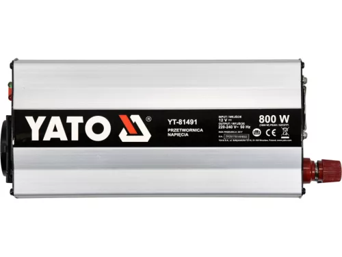 YATO Autós inverter 12 V / 230 V – 800 W, hálózati eszközökhöz (YT-81491)