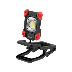   YATO Akkumulátoros LED munkalámpa szorítós rögzítéssel, 20 W, 2000 lm, 4400 mAh, powerbank funkcióval (YT-818216)