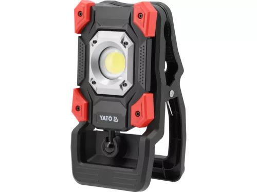 YATO Akkumulátoros LED munkalámpa szorítós rögzítéssel, 20 W, 2000 lm, 4400 mAh, powerbank funkcióval (YT-818216)