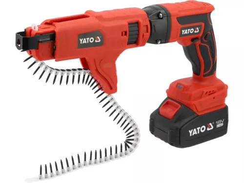 YATO Akkumulátoros gipszkarton csavarozó, 4 Ah-s akkumulátorral és gyors 2 órás gyors töltővel, BMC koffer (YT-82075)