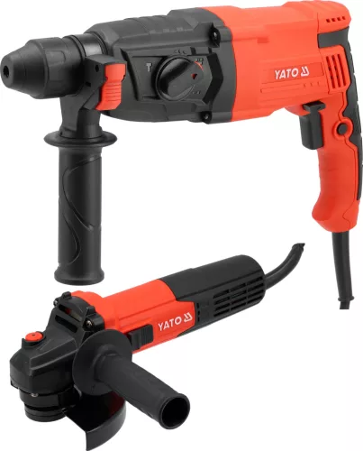 YATO ÜTVE FÚRÓ-VÉSŐ KALAPÁCS SDS-plus, 3,2J,  és SAROKCSISZOLÓ GÉP, 125 mm,  750 Watt, készlet egyben (YT-821200)
