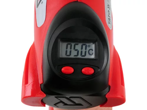 YATO Hőlégfúvó LCD kijelzővel és fokozatmentes hőmérséklet-szabályozással, 2000 W, 70–600 °C, kofferrel (YT-82293)