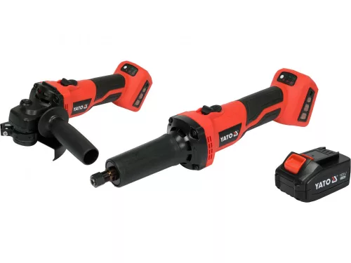 YATO AKKUMULÁTOROS CSISZOLÓGÉP SZETT 18 V (1 X 4,0 AH AKKU + TÖLTŐ)(EGYENES ÉS SAROKCSISZOLÓ) (YT-828296)