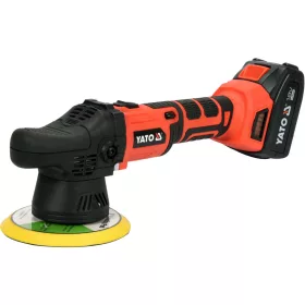   YATO AKKUMULÁTOROS EXCENTER POLÍROZÓ 150 MM SZÉNKEFE NÉLKÜLI 18 V LI-ION (1 X 3,0 AH AKKU + TÖLTŐ) (YT-82920)