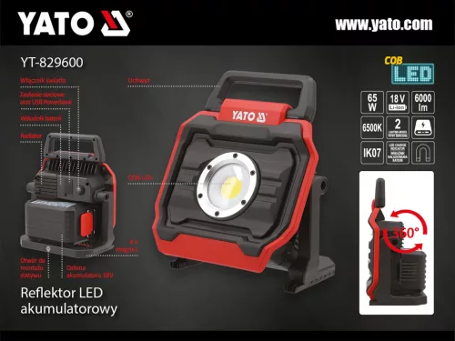 YATO Akkumulátoros reflektor 18V, 6000 L  (YT-829600)