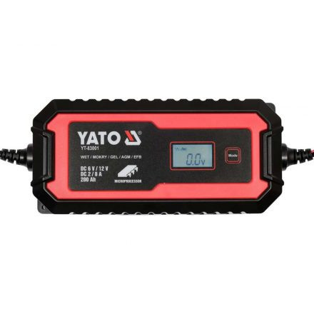 YATO akkumulátor töltő kijelzővel 6V/2A, 12V/8A (YT-83001)