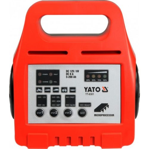 YATO Akkumulátor töltő 6-12V 8A  5-200Ah  (YT-8301)