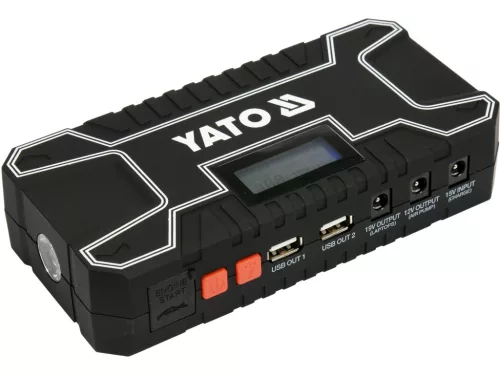 YATO Indítássegítő és powerbank 12 V, 12000 mAh, 300–500 A, LCD-kijelzővel (YT-83082)