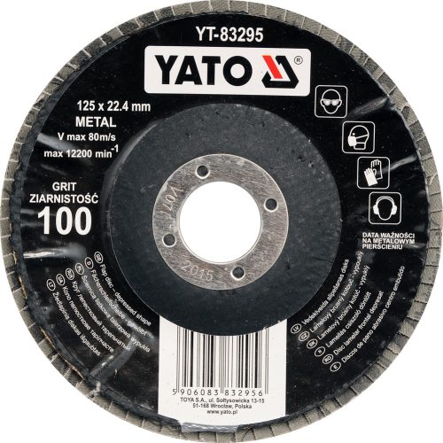 YATO Lamellás csiszolókorong döntött 125 x 22,2 mm P60  (YT-83293)