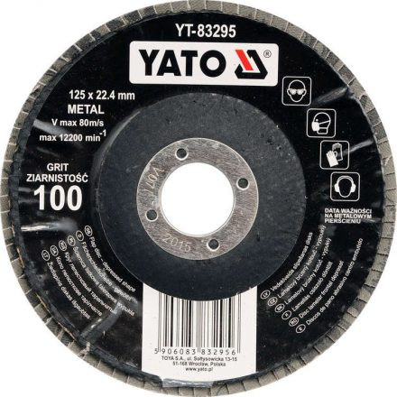 YATO Lamellás csiszolókorong döntött 125 x 22,2 mm / P100 (YT-83295)