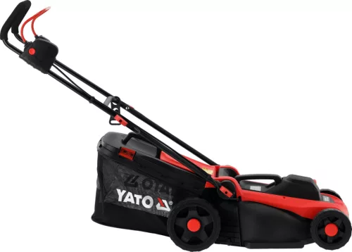 YATO Elektromos fűnyíró szíjhajtással, 1800 W, 400 mm vágásszélesség, 40 literes fűgyűjtővel (YT-851992)