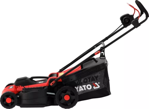 YATO Elektromos fűnyíró szíjhajtással, 1800 W, 400 mm vágásszélesség, 40 literes fűgyűjtővel (YT-851992)