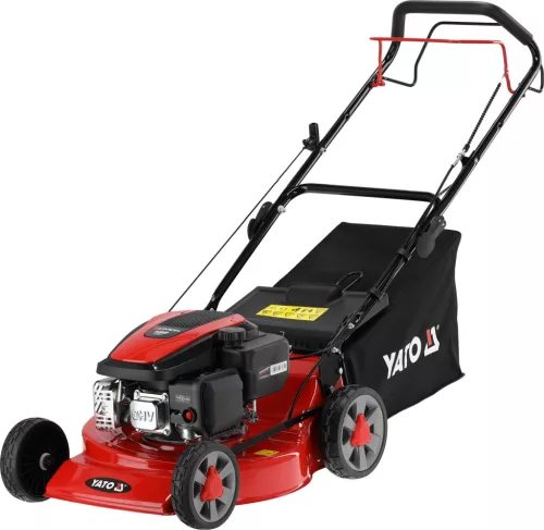 YATO Önjáró benzines fűnyíró Loncin motorral, 139 cm³, 46 cm vágásszélesség, 60 literes fűgyűjtővel (YT-85502)