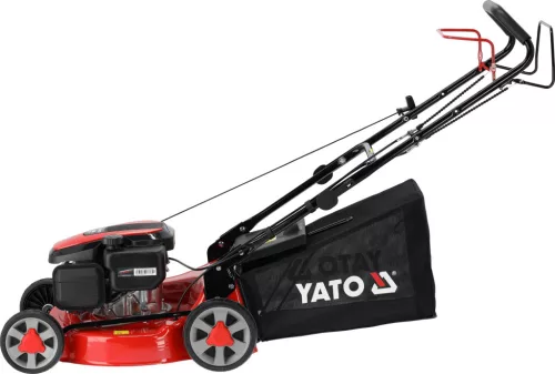 YATO Önjáró benzines fűnyíró Loncin motorral, 139 cm³, 46 cm vágásszélesség, 60 literes fűgyűjtővel (YT-85502)