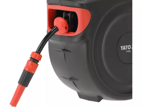 YATO Automata fali locsolótömlő dob 15 m tömlővel, 1/2”, visszahúzó rendszerrel (YT-90100)