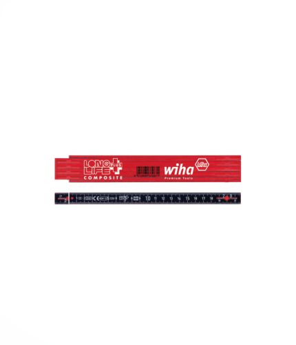 Wiha Longlife Plus Composite műanyag collostok, metrikus, piros-fekete színű, kétoldali leolvasás, maximális hajlítószilárdságú, CE jelöléssel (II. osztályú), 2 m/15 mm (37067)
