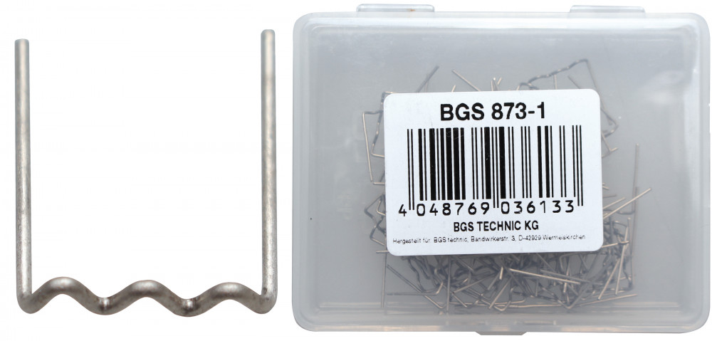 BGS technic U-alakú műanyagelem tűzőkapocs, 0.6mm, 100 darab, BGS 873 műanyag javító készlethez (BGS 873-1)