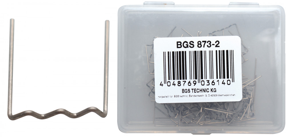 BGS technic U-alakú műanyagelem tűzőkapocs, 0.8mm, 100 darab, BGS 873 műanyag javító készlethez (BGS 873-2)