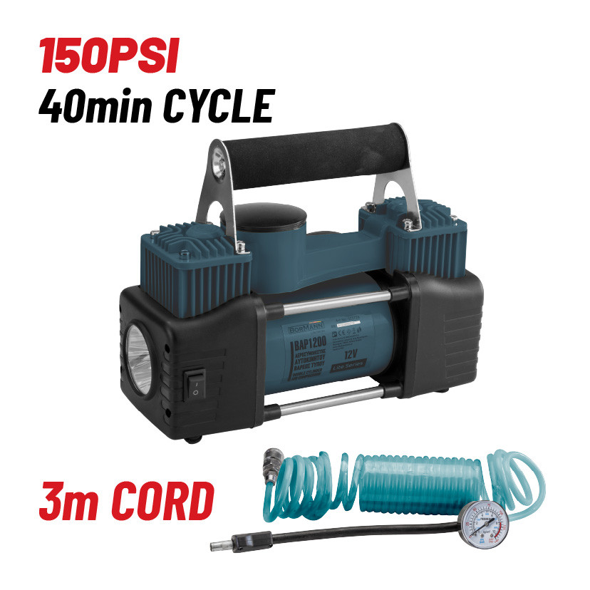 BORMANN Autós kompresszor 12V, HEAVY DUTY (BAP1200)