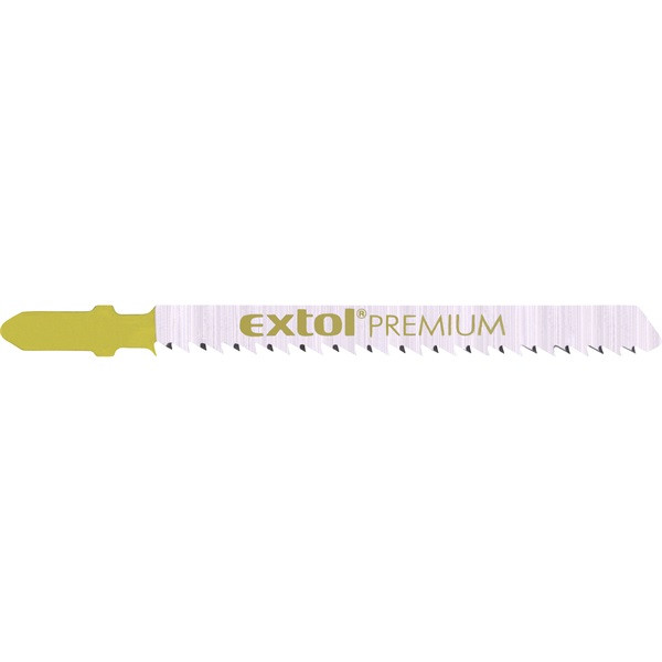 EXTOL PREMIUM dekopírlap, 5db, Bosch befogás, HCS; 75×8×1,5mm, 2,5mm fogtáv, köszörült, fordított állású fogak, egyenes vágás, puhafáh (8805005)